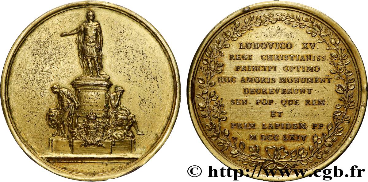 LOUIS XV DIT LE BIEN AIMÉ Médaille, Statue de Louis XV à Reims TTB