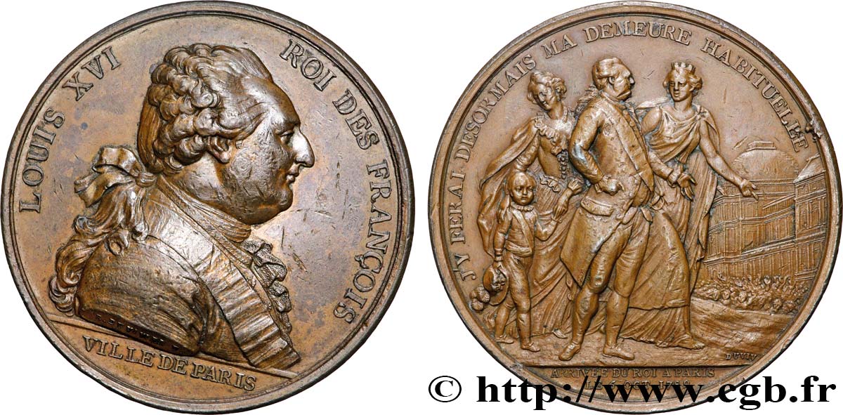 LOUIS XVI Médaille de l’arrivée du roi à Paris TTB