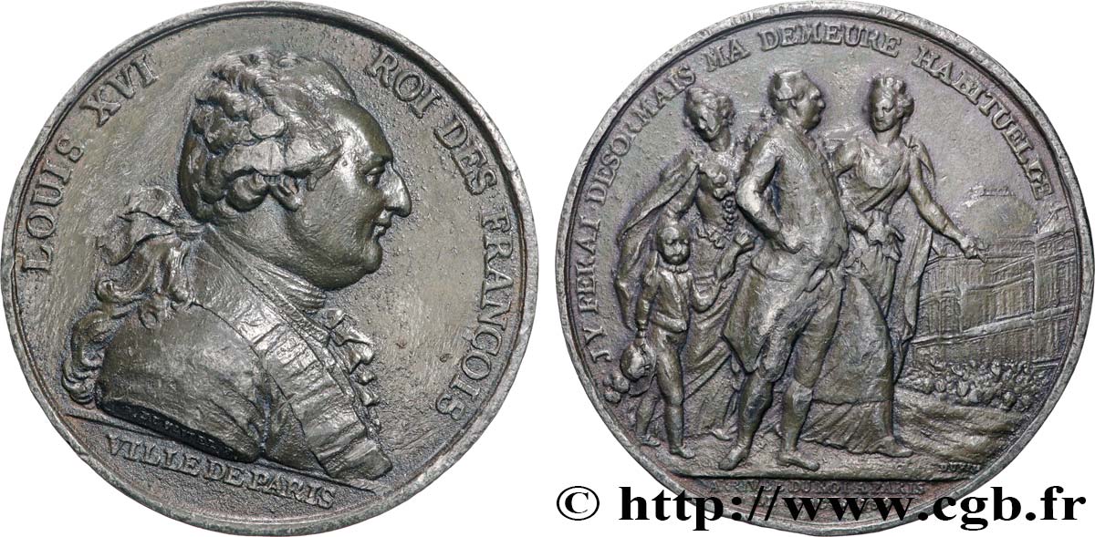 LOUIS XVI Médaille de l’arrivée du roi à Paris TTB