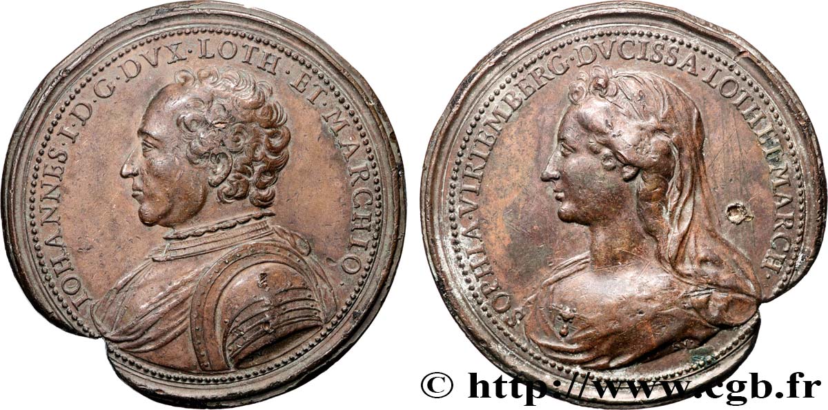 LORRAINE - DUCHÉ DE LORRAINE - JEAN IER Médaille, Jean Ier de Lorraine et Sophie de Württemberg SS