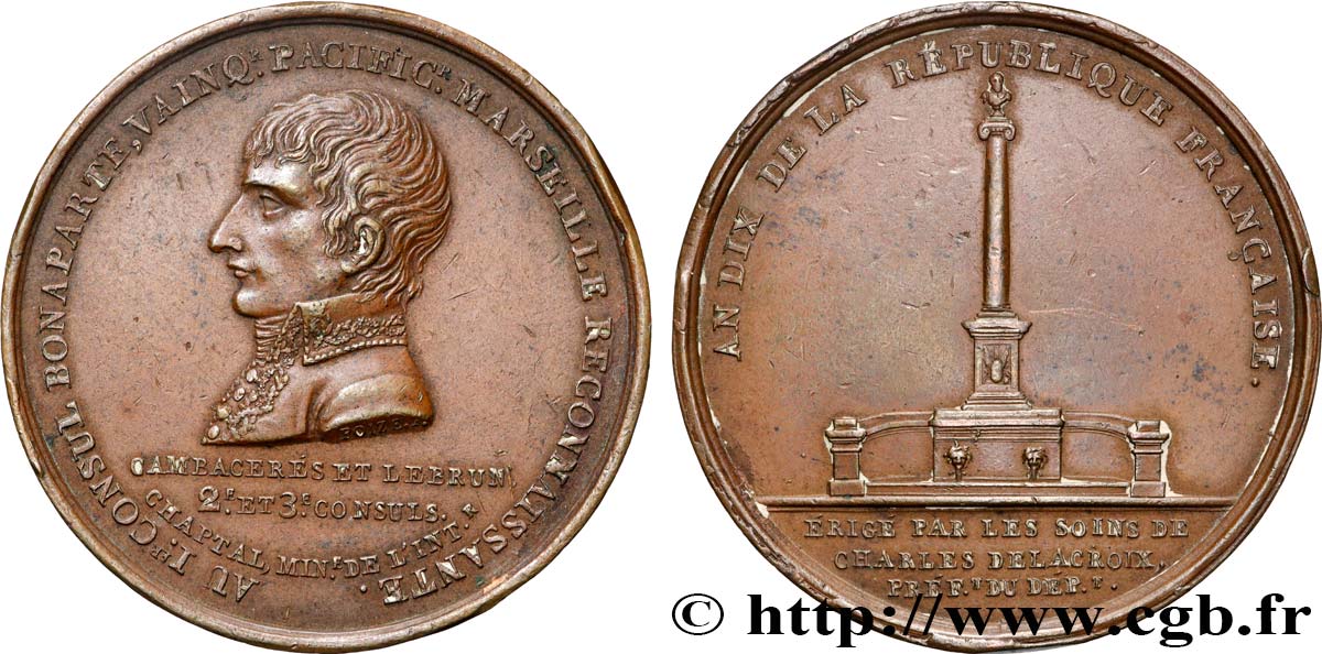 CONSULAT Médaille, Création de la Fontaine Bonaparte TTB