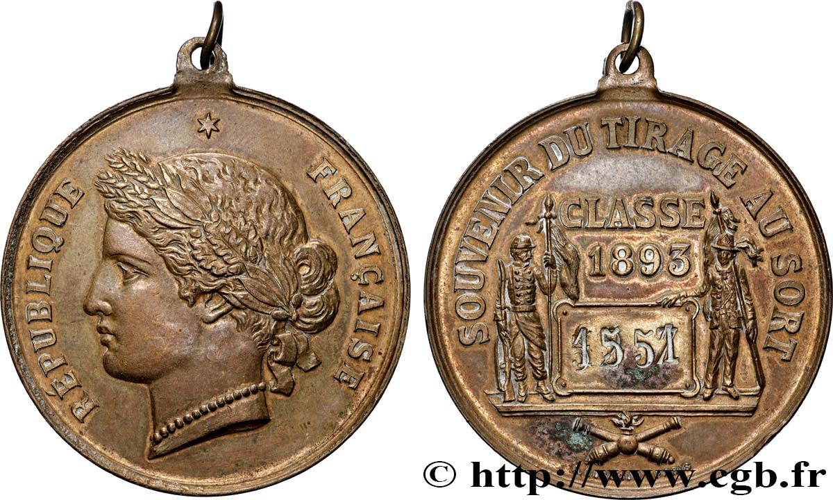 TROISIÈME RÉPUBLIQUE Médaille, Souvenir du tirage au sort TTB