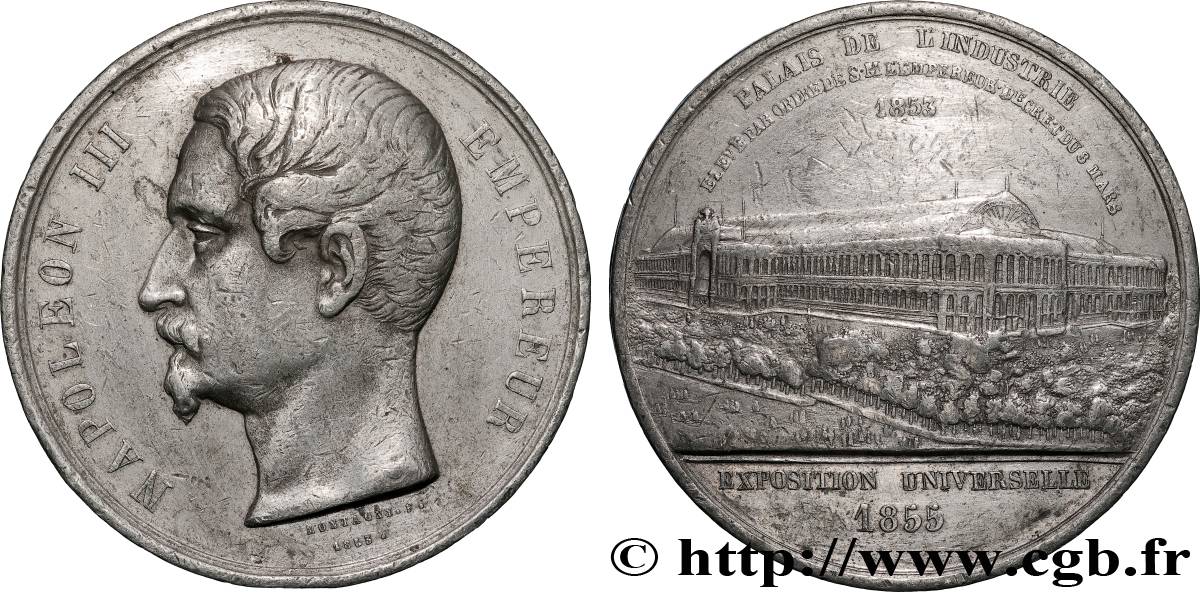 SECOND EMPIRE Médaille, Napoléon III, Palais de l’Industrie TB+