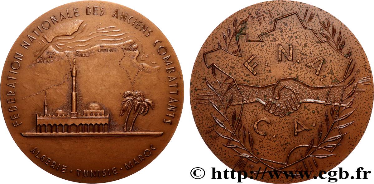 QUINTA REPUBBLICA FRANCESE Médaille, Fédération des Anciens Combattants en Algérie, Maroc et Tunisie q.SPL