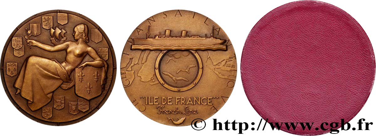 QUATRIÈME RÉPUBLIQUE Médaille, Compagnie Transatlantique, Île-de-France SUP