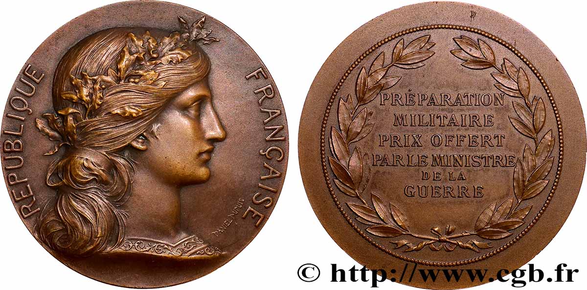 III REPUBLIC Médaille, Préparation militaire, prix offert AU