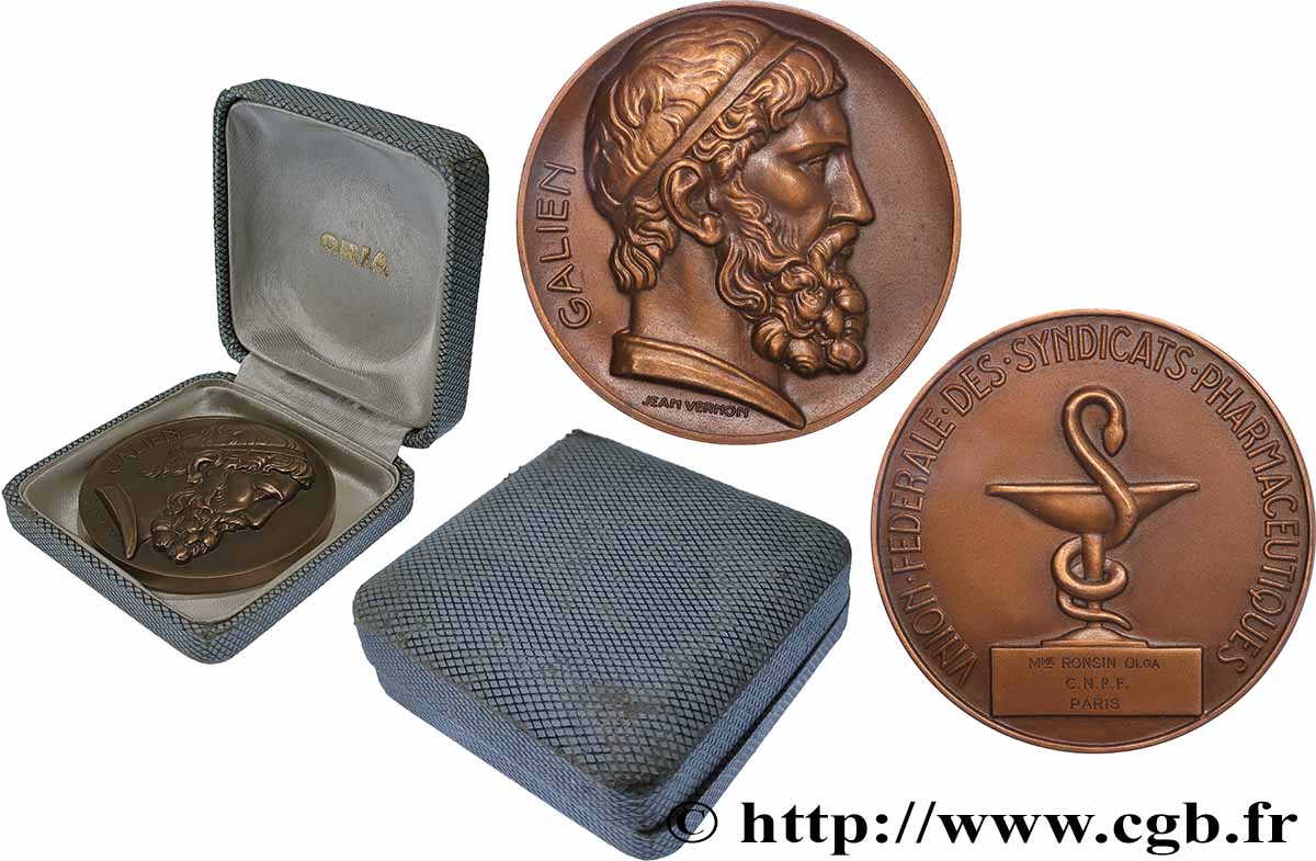 PHARMACISTS - CHEMISTS - APOTHECARIES Médaille, Galien, Union fédérale des pharmaciens de France AU