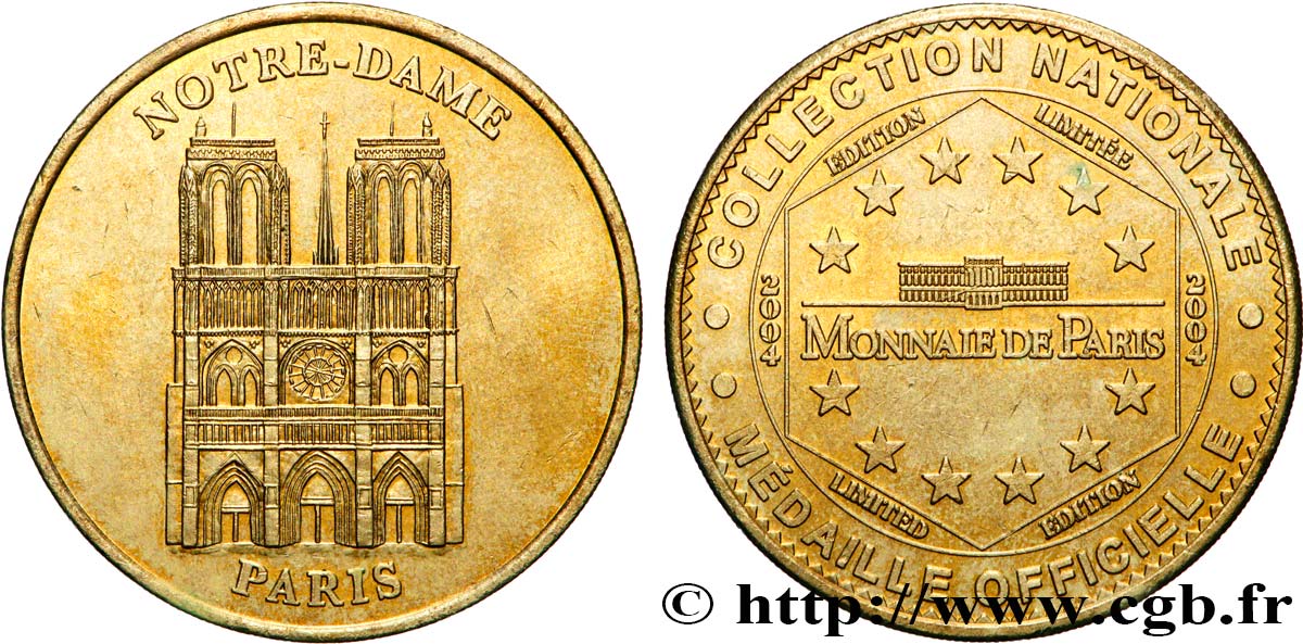 TOURISTIC MEDALS Médaille touristique, Notre-Dame de Paris AU