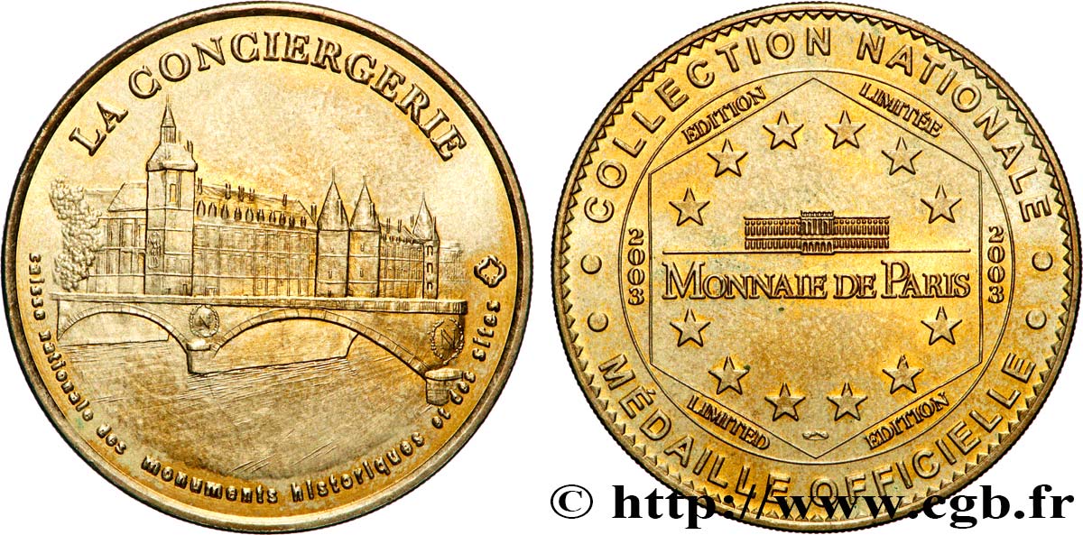 TOURISTIC MEDALS Médaille touristique, La Conciergerie, Paris AU