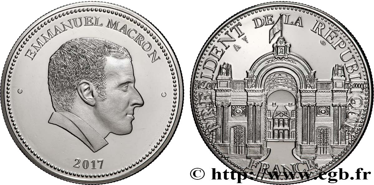 V REPUBLIC Médaille, Emmanuel Macron, Président de la république MS