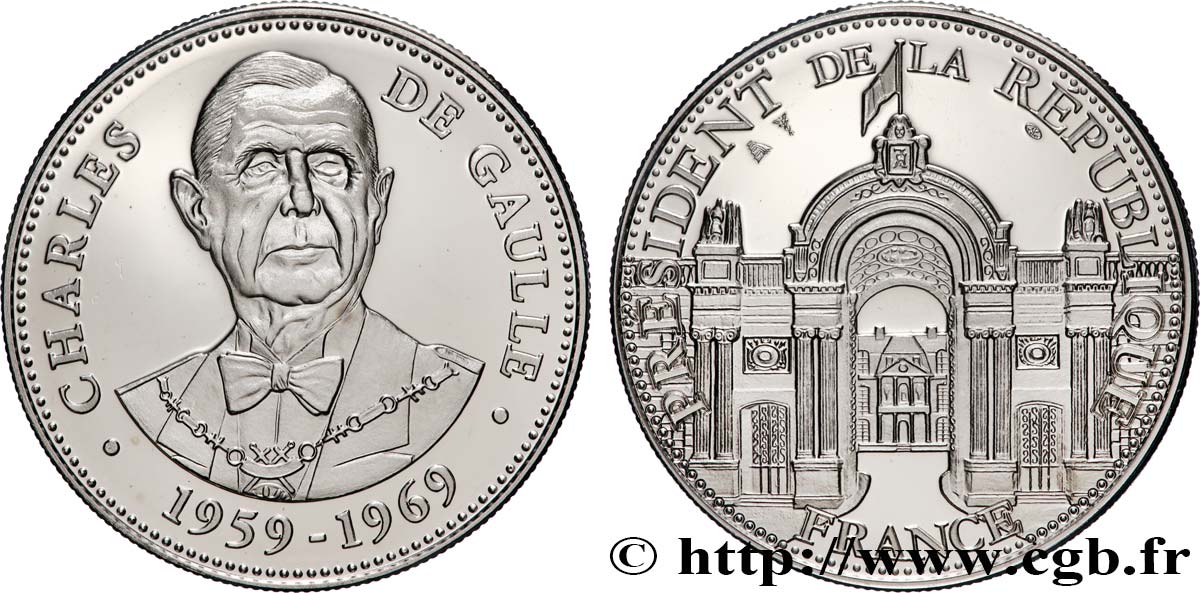 V REPUBLIC Médaille, Charles de Gaulle, président de la République MS
