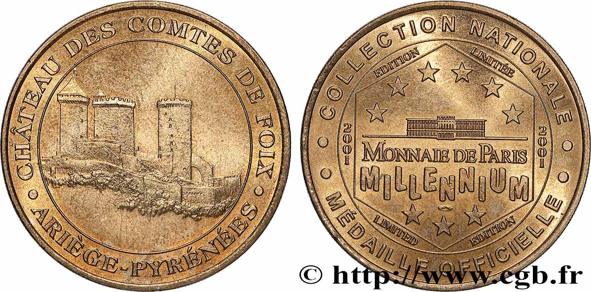 TOURISTIC MEDALS Médaille touristique, Château des comtes de Foix, Ariège-Pyrénées AU