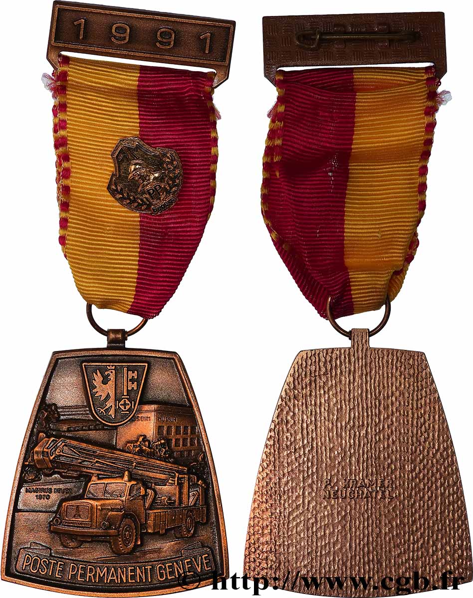 SUISSE Médaille, Poste de pompier permanent SUP