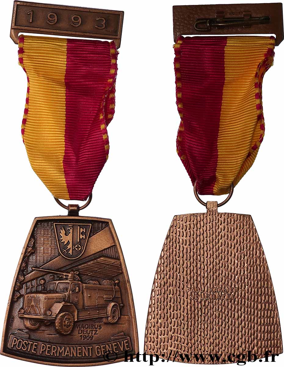 SUISSE Médaille, Poste de pompier permanent SUP