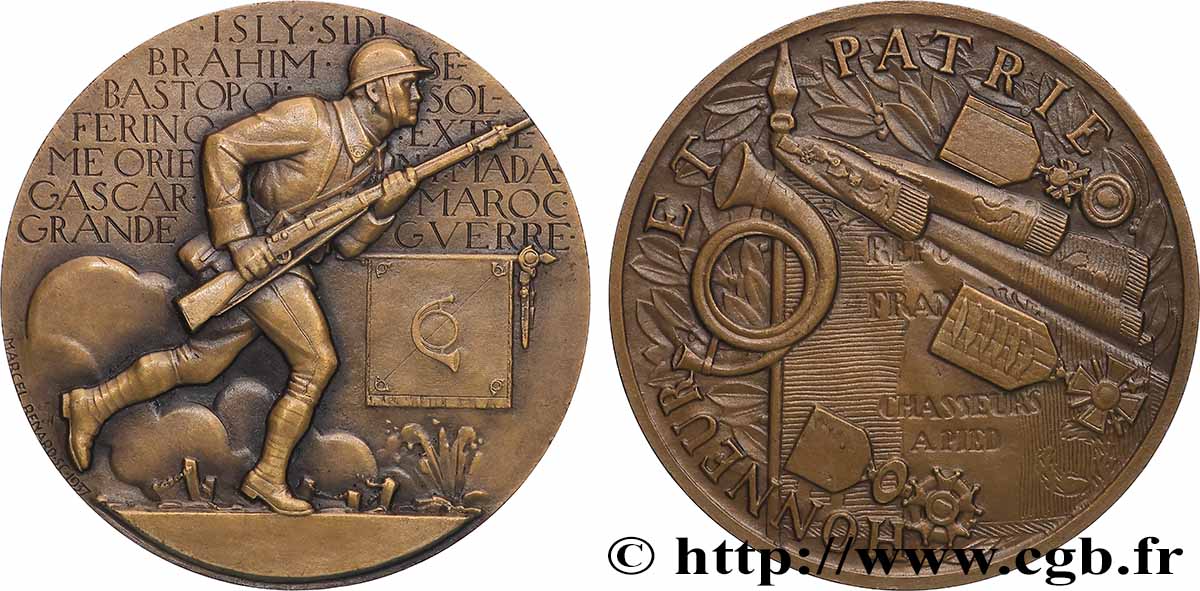 TROISIÈME RÉPUBLIQUE Médaille, Chasseurs à pied SUP