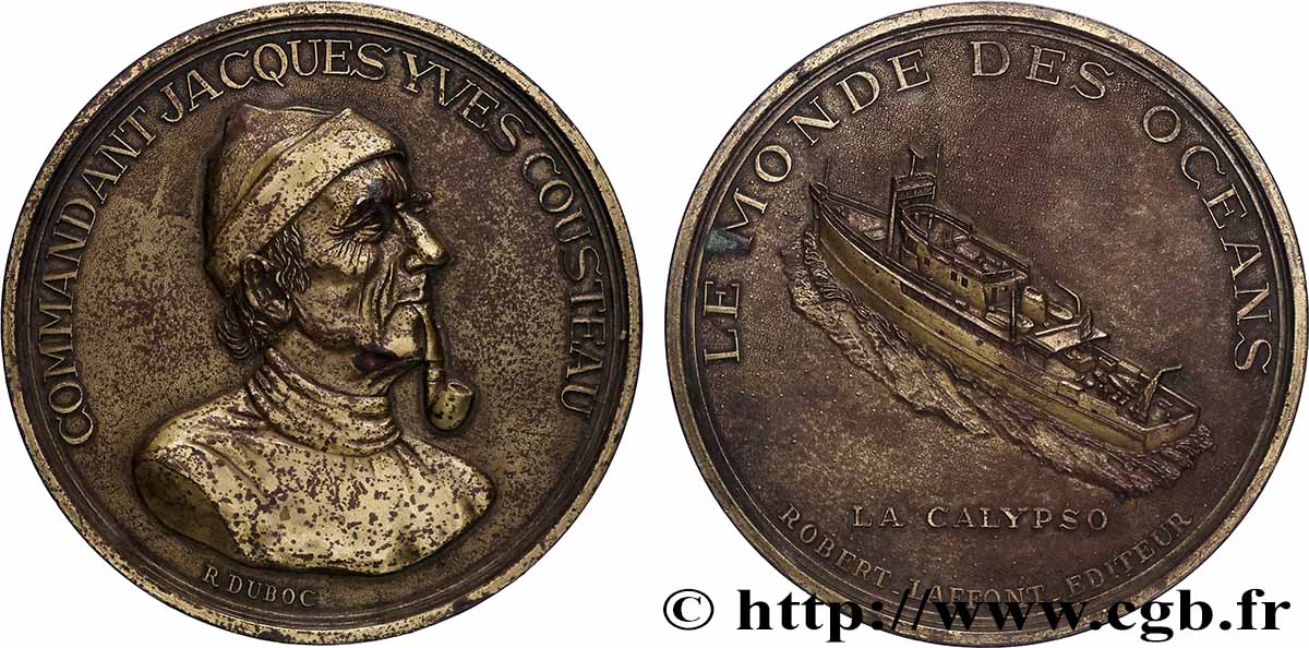 PERSONNAGES CÉLÈBRES Médaille, Commandant Cousteau, la Calypso TTB+