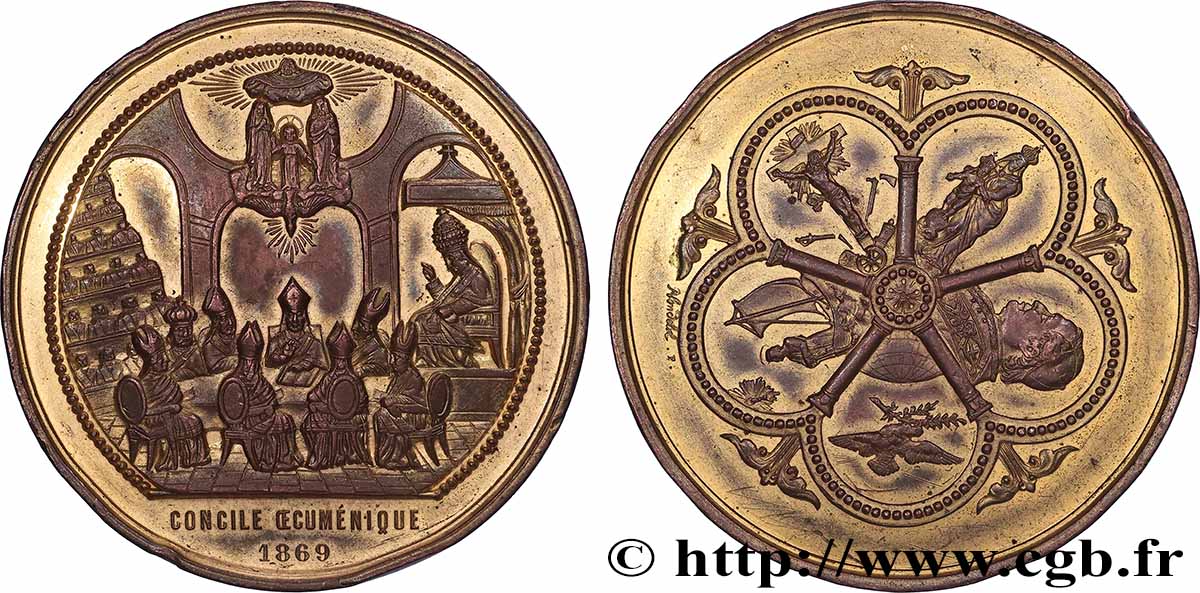 SECOND EMPIRE Médaille, Concile Vatican I, refrappe TTB