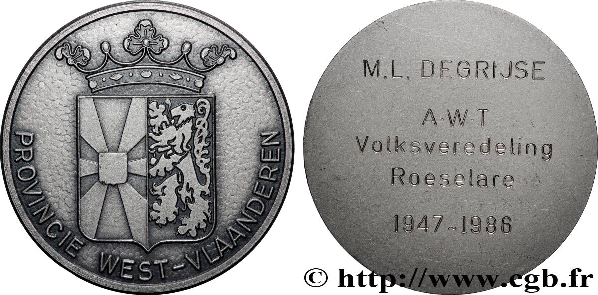 BELGIQUE Médaille, Volksveredeling Roeselare TTB