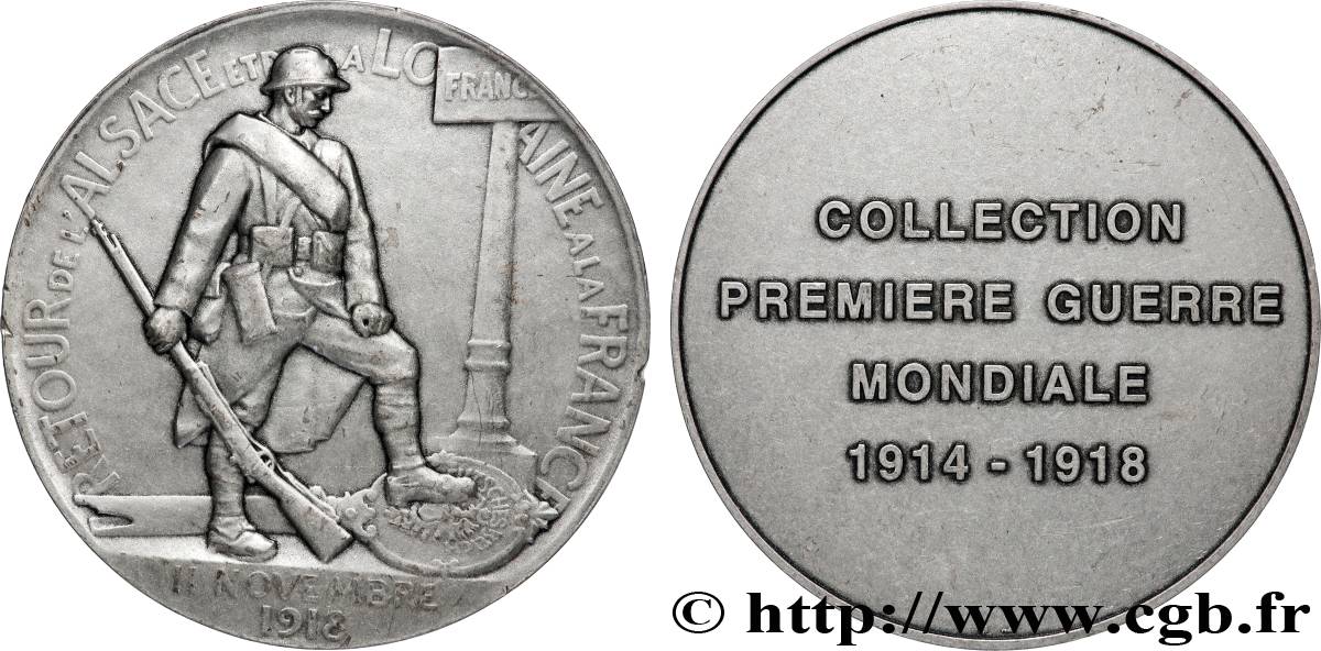 CINQUIÈME RÉPUBLIQUE Médaille, Retour de l’Alsace et Lorraine à la France, Collection première guerre mondiale TTB+