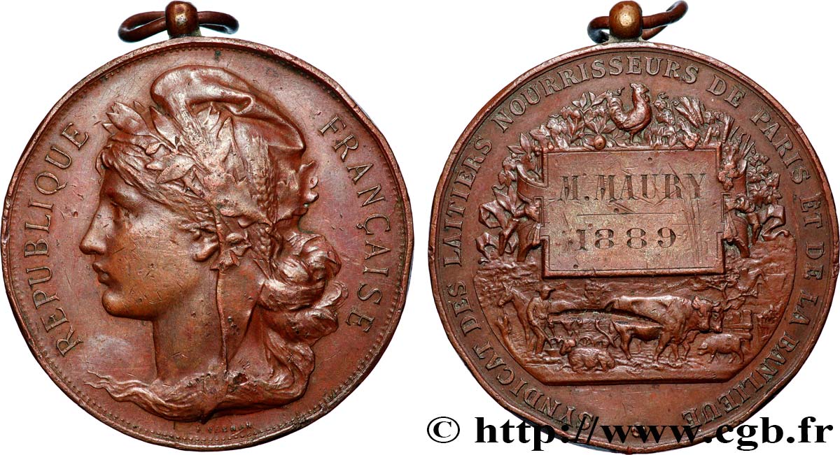 SOCIÉTÉS D AGRICULTURE, HORTICULTURE, PÊCHE ET CHASSE Médaille, Chambre syndicale des laitiers nourrisseurs TB+