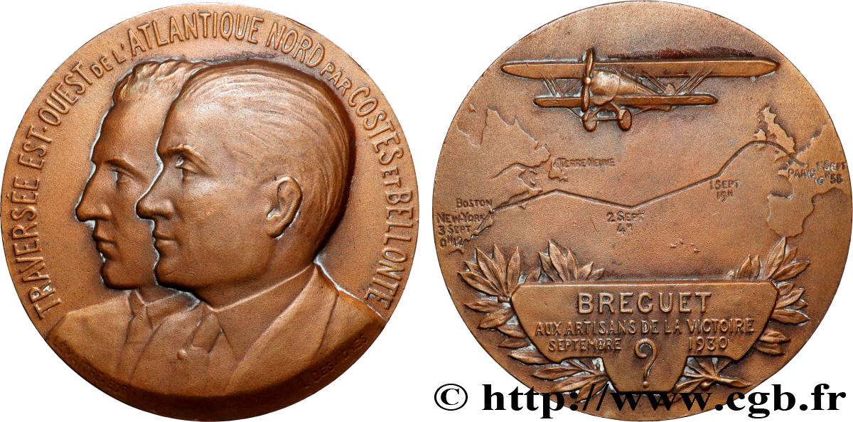 TROISIÈME RÉPUBLIQUE Médaille, Hispano-Suiza, Traversée Est-Ouest de l’Atlantique Nord TTB
