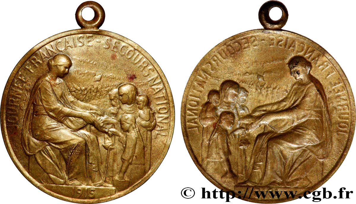 TROISIÈME RÉPUBLIQUE Médaillette, Journée française, secours national TTB+