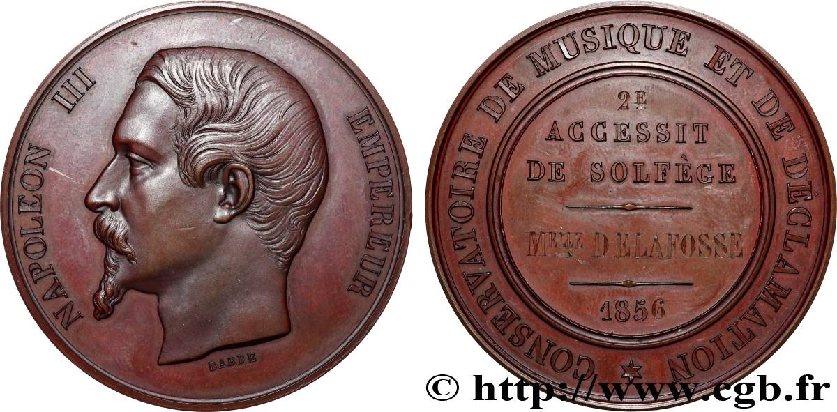 SECOND EMPIRE Médaille de récompense, 3e Accessit d’Opéra Comique TTB+