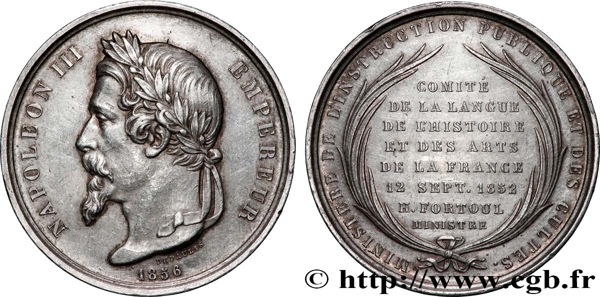 SECOND EMPIRE Médaille, Comité de la langue de l’histoire et des arts de France TTB+