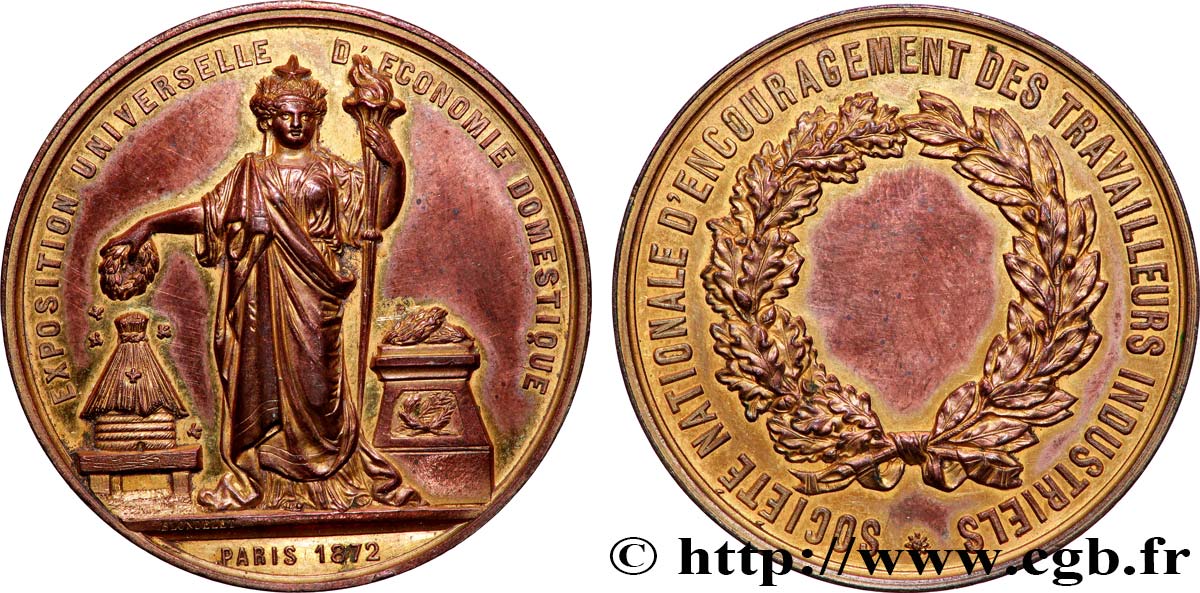 TERCERA REPUBLICA FRANCESA Médaille, Exposition Universelle d’économie domestique MBC+