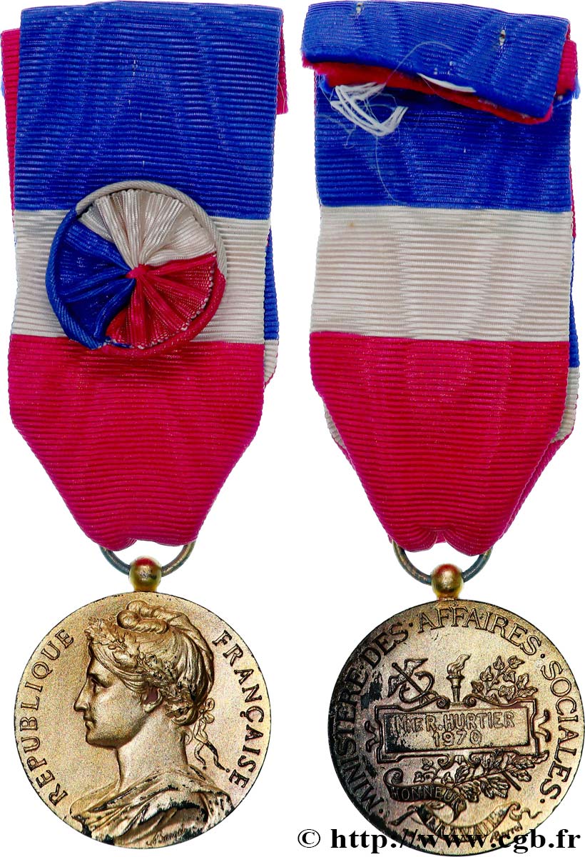 FUNFTE FRANZOSISCHE REPUBLIK Médaille d’honneur du travail, Ministère des affaires sociales, Vermeil fVZ
