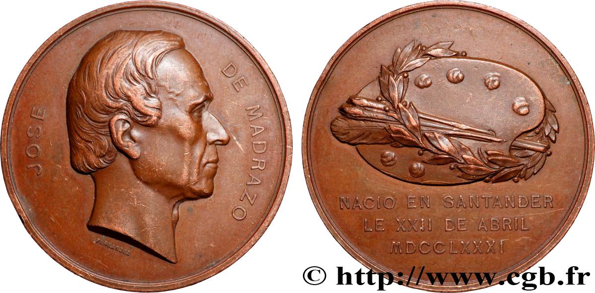 ARTISTES : GRAVEURS, PEINTRES, SCULPTEURS Médaille, José de Madrazo y Agudo XF