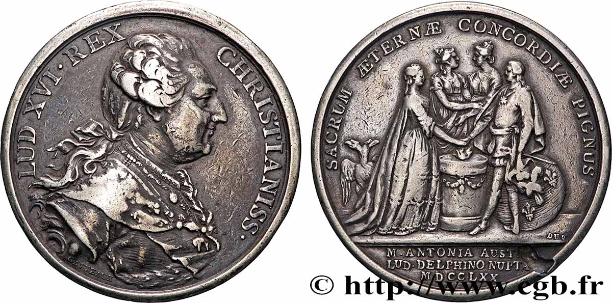LOUIS XV DIT LE BIEN AIMÉ Médaille, Mariage du dauphin Louis et de l archiduchesse Marie-Antoinette TB+