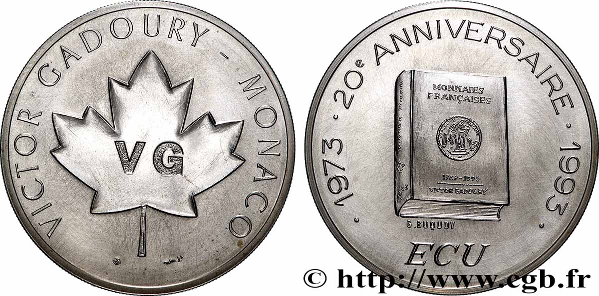 MONACO - FÜRSTENTUM MONACO - RAINIER III. Médaille, 20e anniversaire de Gadoury VZ