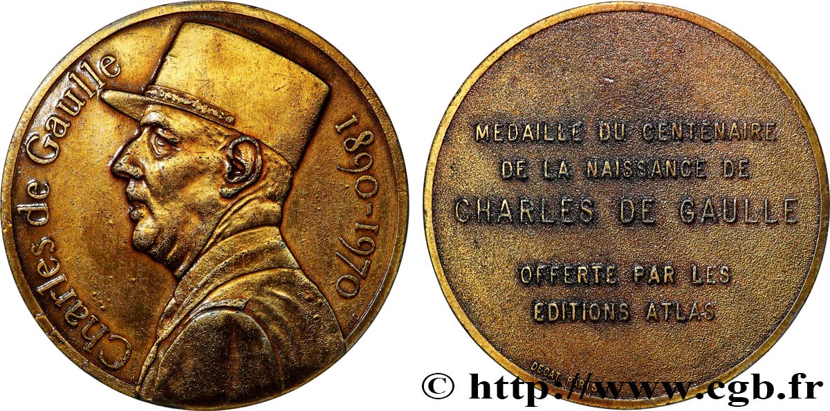 FUNFTE FRANZOSISCHE REPUBLIK Médaille, Centenaire de la naissance de Charles De Gaulle fVZ