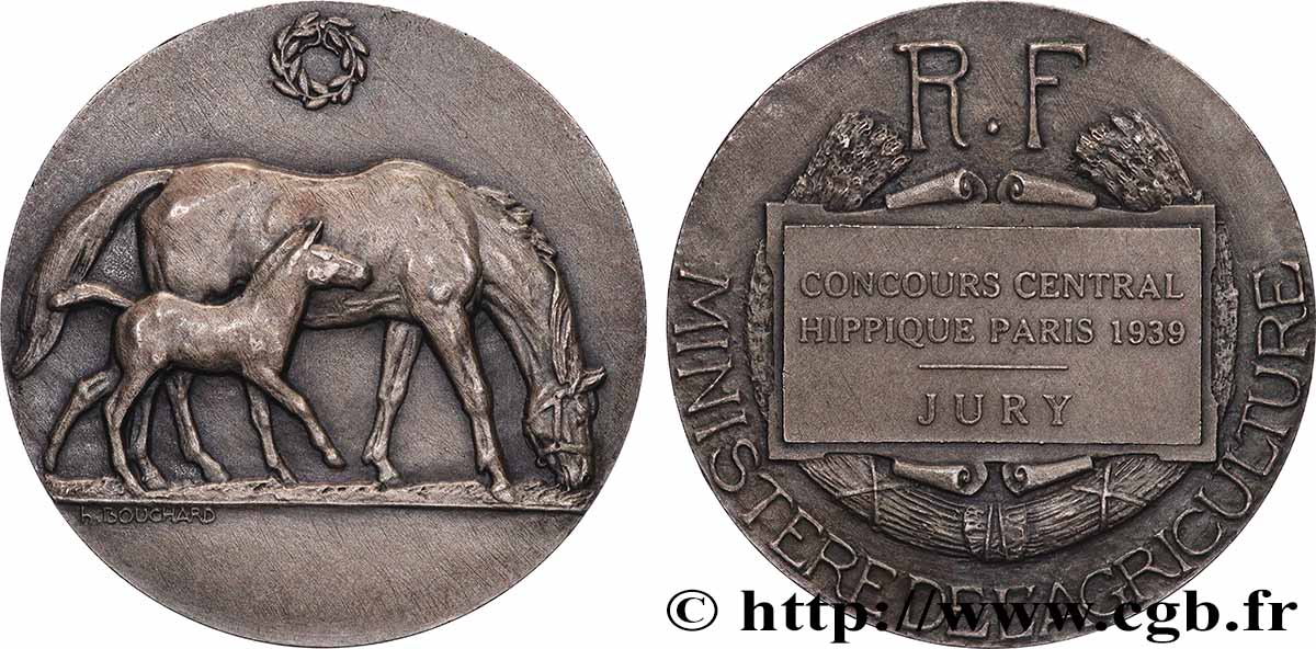 TROISIÈME RÉPUBLIQUE Médaille, Concours central hippique, Jury SUP/TTB+