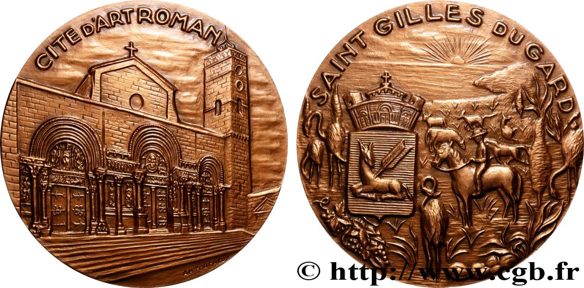 CINQUIÈME RÉPUBLIQUE Médaille, Saint-Gilles, Cité d’art roman SUP