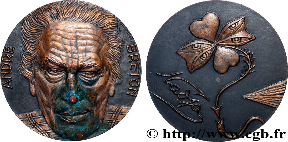 LITTÉRATURE : ÉCRIVAINS/ÉCRIVAINES - POÈTES Médaille, André Breton TTB+/SUP