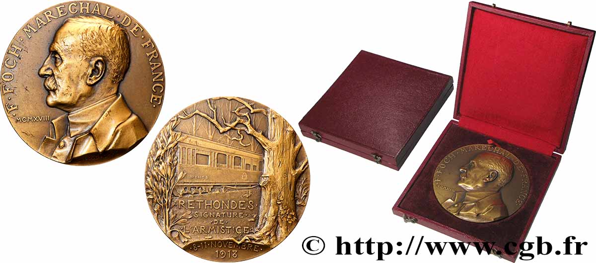 III REPUBLIC Médaille, Maréchal Foch, signature de l’Armistice AU