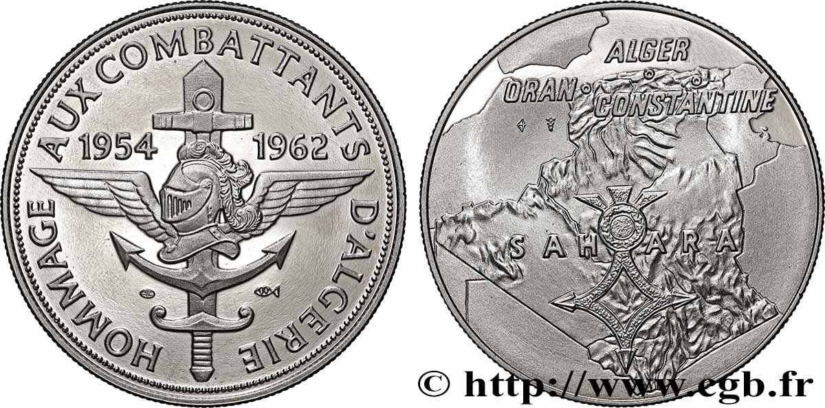 CINQUIÈME RÉPUBLIQUE Médaille, Hommage aux combattants d’Algérie TTB+