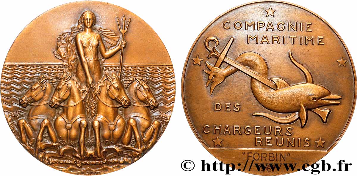 MER ET MARINE : PAQUEBOTS, NAVIRES, BATEAUX Médaille, Compagnie maritime des chargeurs réunis SUP