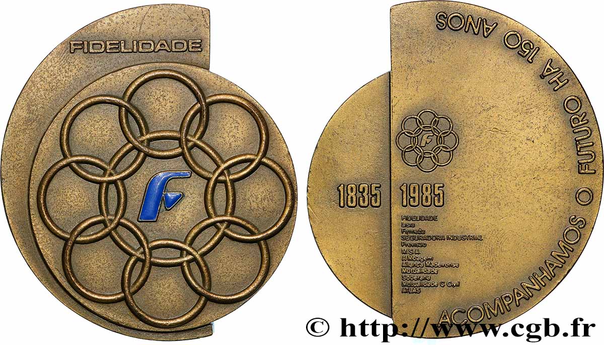 PORTUGAL Médaille, 150e anniversaire de la compagnie d assurances Fidelidade, n° 2893 AU