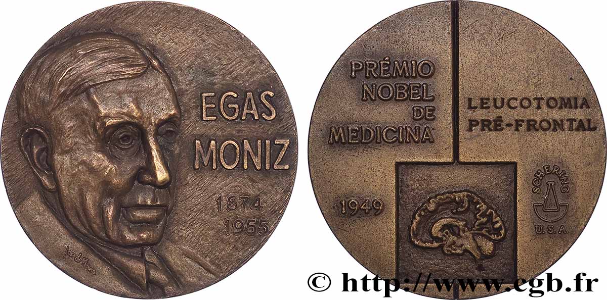 PORTUGAL Médaille, Egas Moniz TTB+