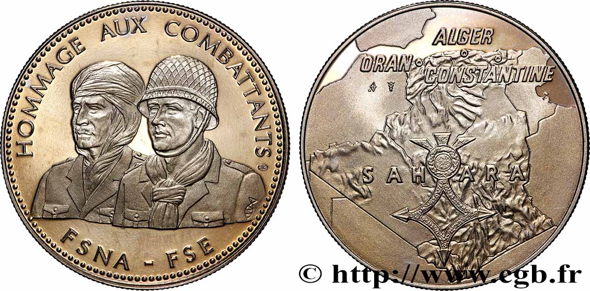 CINQUIÈME RÉPUBLIQUE Médaille, Hommage aux combattants FSNA FSE TTB+