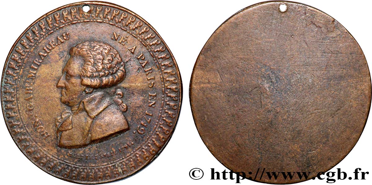 FRENCH CONSTITUTION Médaille, Honoré Gabriel Riquetti, comte de Mirabeau XF