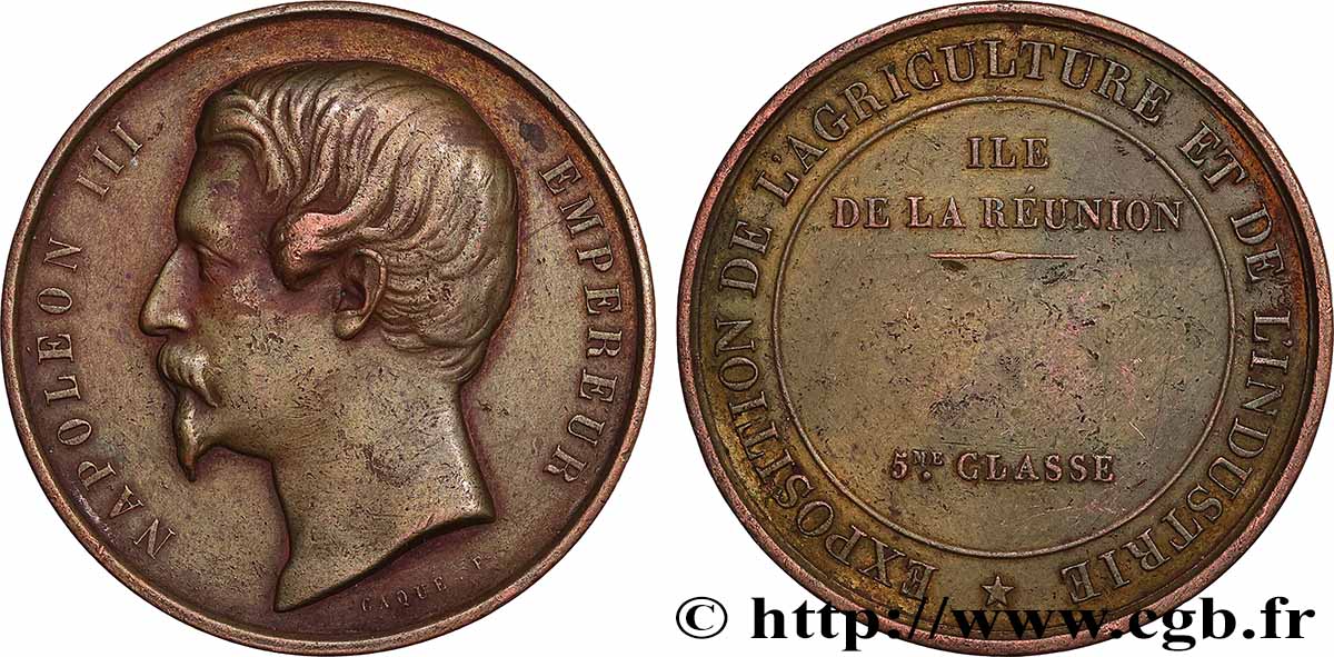 ÎLE DE LA RÉUNION Médaille, Exposition de l’agriculture et de l’industrie, Ile de la Réunion, 5e classe TB+