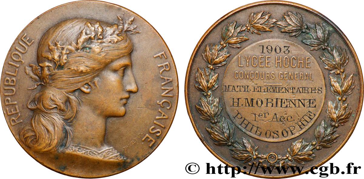 V REPUBLIC Médaille, Concours général mathématiques élémentaires AU