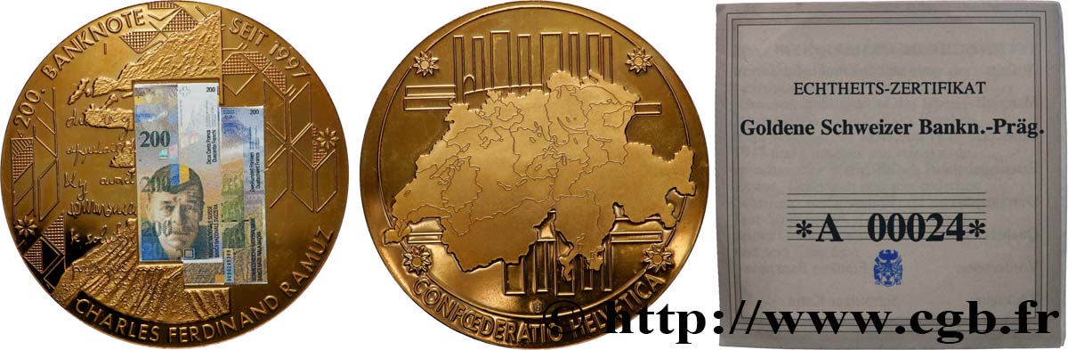 SUISSE Médaille, Commémoration des billets de banque TTB+