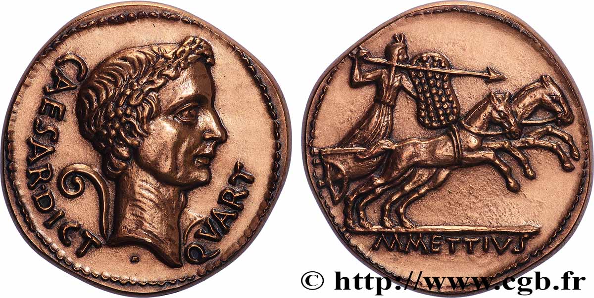 V REPUBLIC Médaille, Reproduction d’un denier de Jules César AU