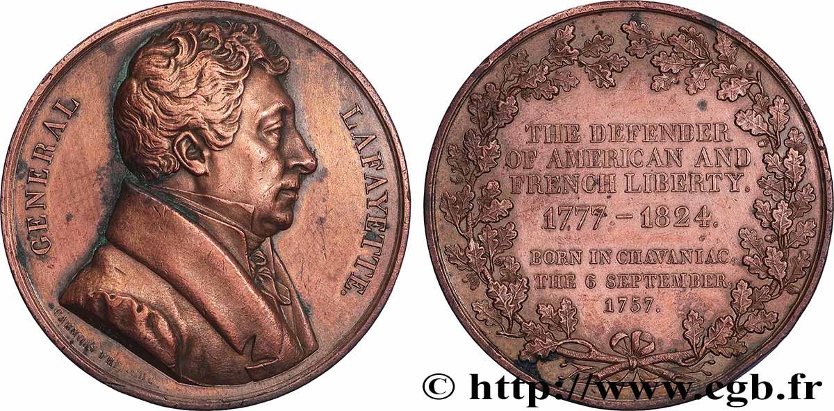 LOUIS XVIII Médaille, Général La Fayette XF