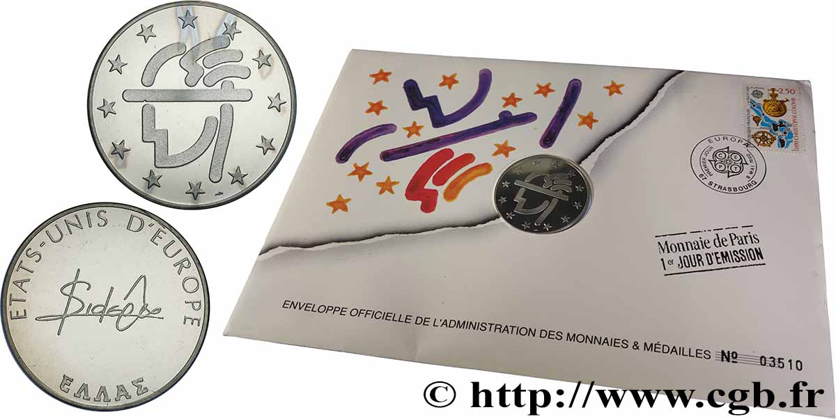 EUROPA Enveloppe “Timbre médaille” Ouverture des frontières des pays membres de la CEE MS